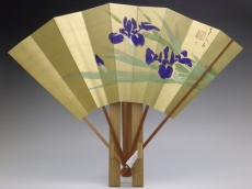 手作り　扇の花飾り　菖蒲B ペーパーフラワー）子供の日の飾り ミニサイズ！ 菖蒲の花の