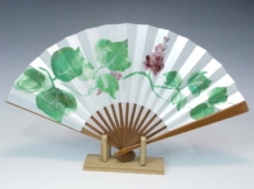 平骨夏扇子（女性用）本銀地 葛 手描き2 | 京都扇子の山武扇舗