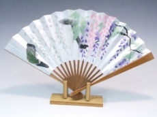 平骨夏扇子（女性用）本銀地 藤 手描き1 | 京都扇子の山武扇舗ネット通販