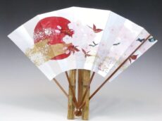 飾り扇子（カワホリ）銀モミ 桜 旭日 | 京都扇子の山武扇舗