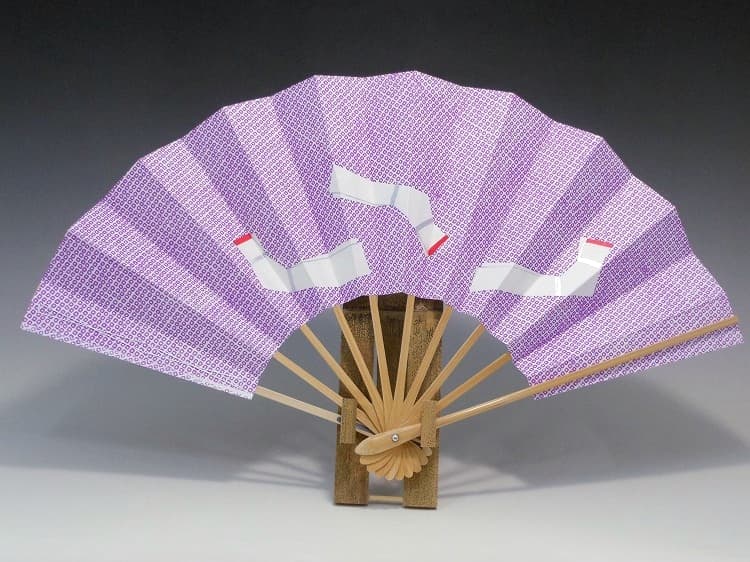 舞扇子（白竹）疋田結び文・紫